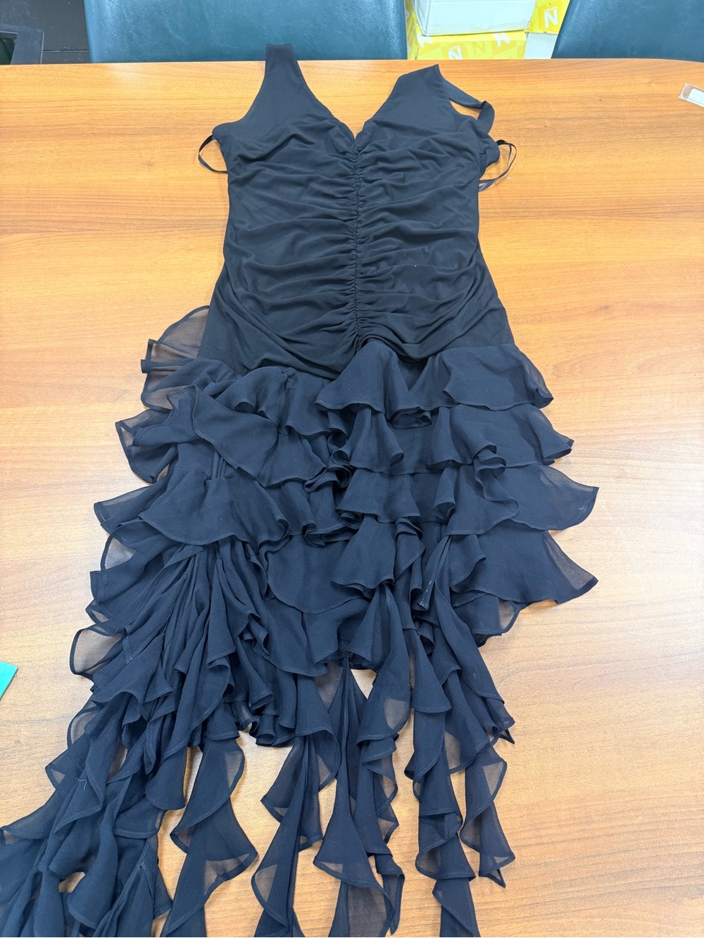 BCBGMaxAzria Black Ruffled Asymmetrical Cocktail Dress